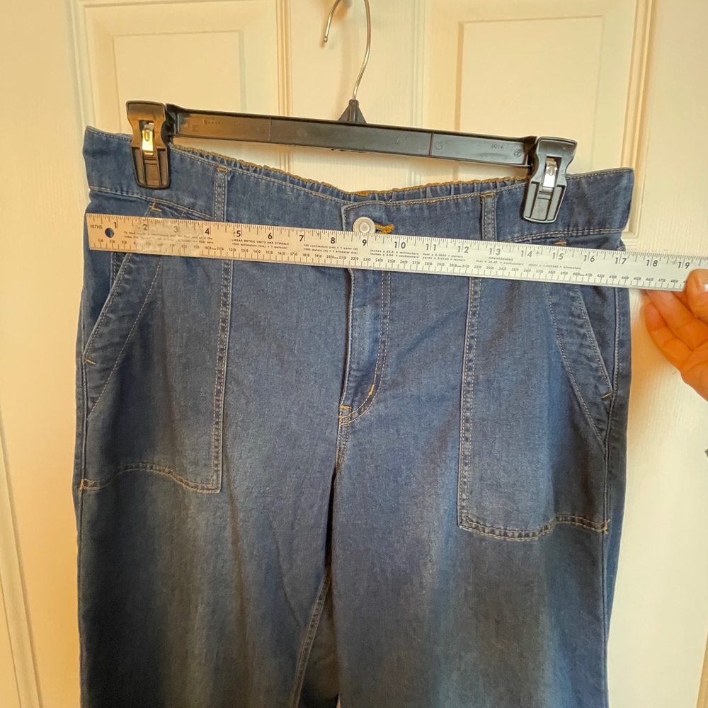 Project Indigo Wide Leg Utility Patch‎ Pocket Denim Jeans XL Dark Wash - Picture 7 of 15
